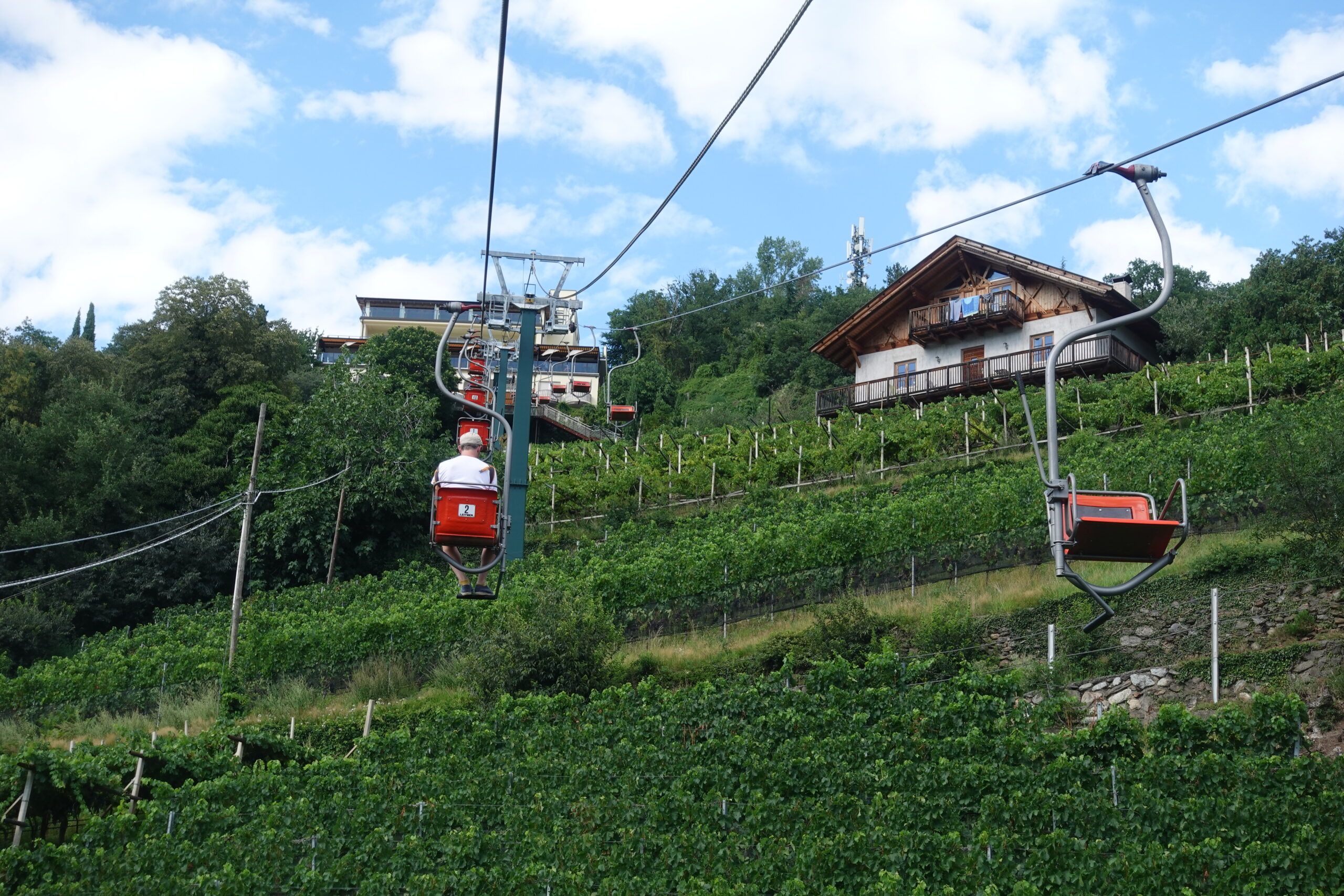 The vintage chair lift up to the village Tyrol