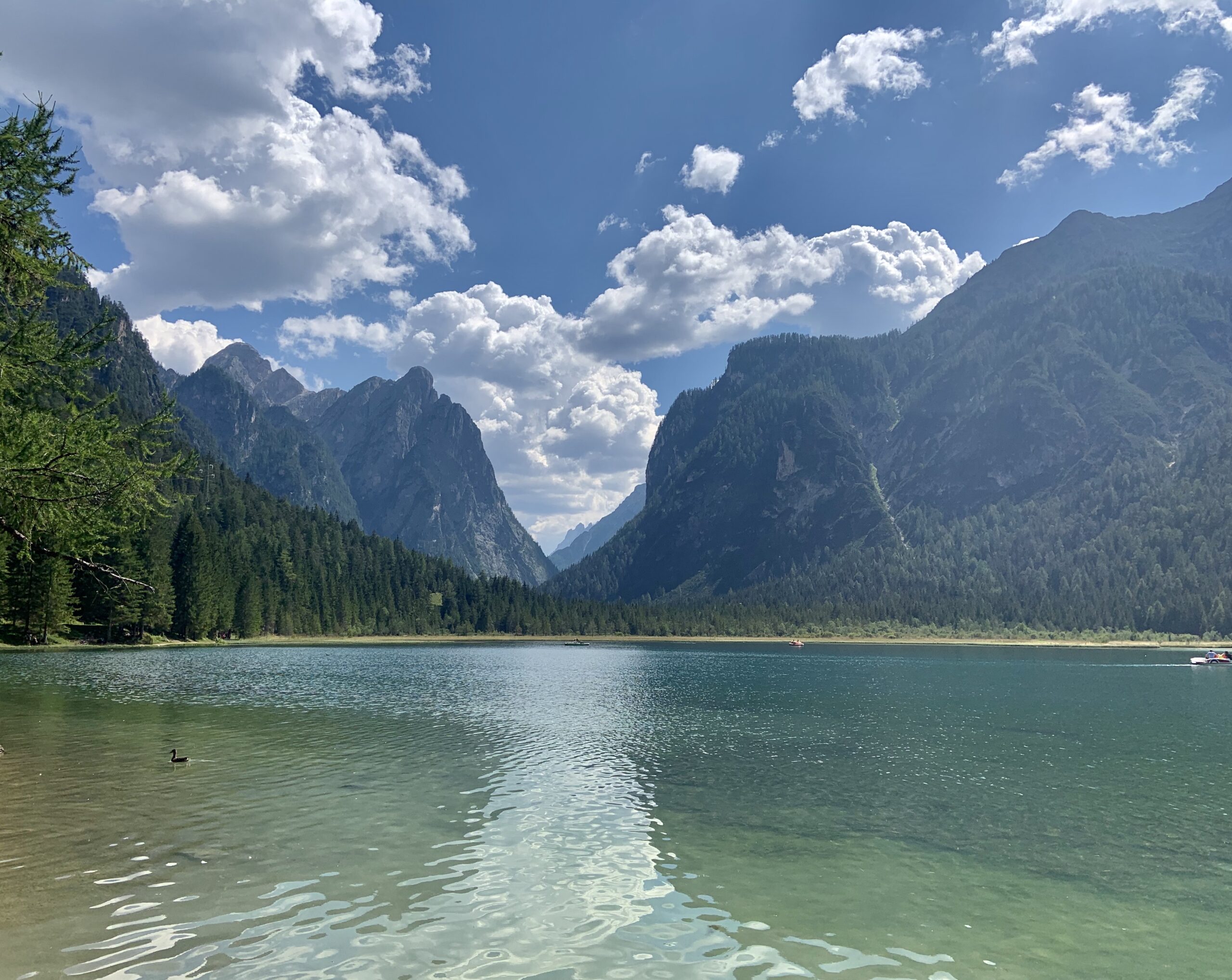 We take a quick dip in the ice-cold Lake Toblach