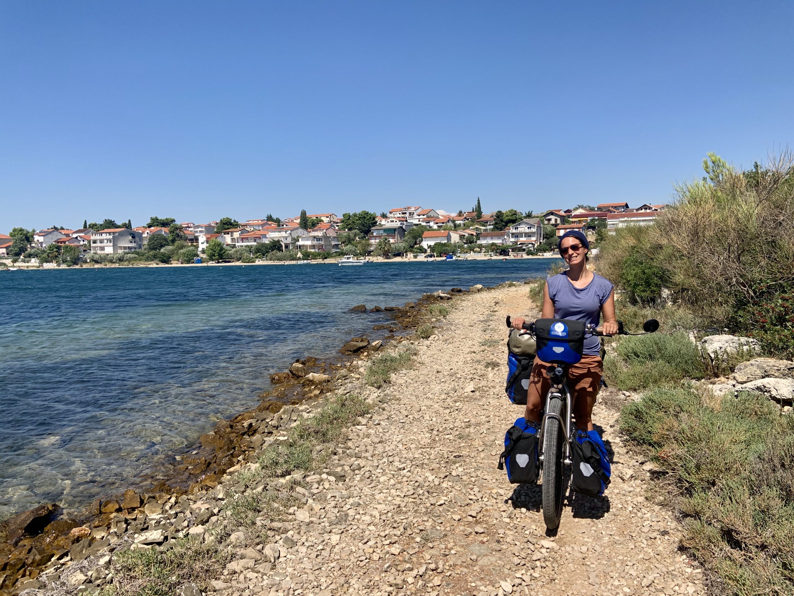 On our shortcut where we sometimes have to cycle through the sea