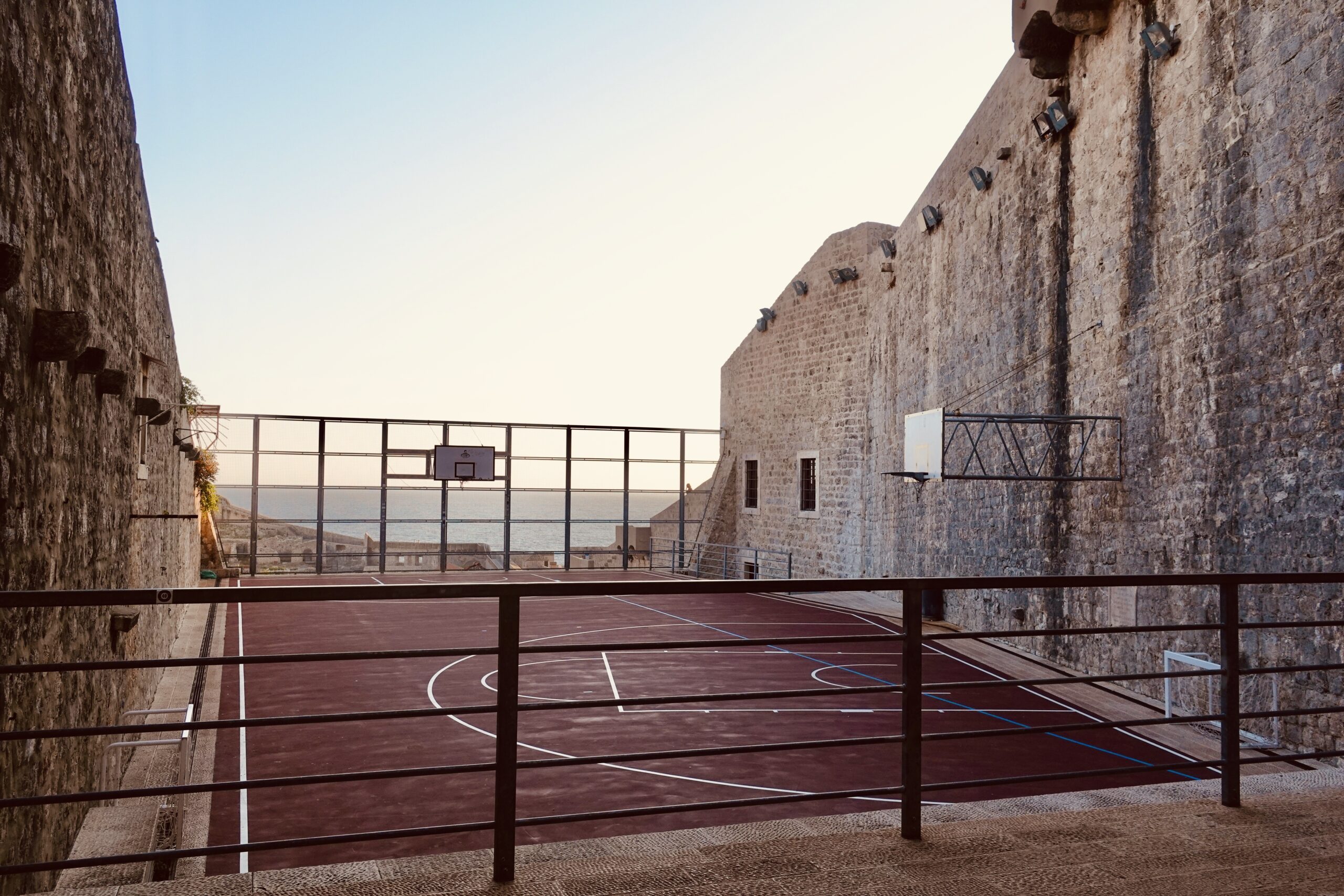 Playing basketball with a view