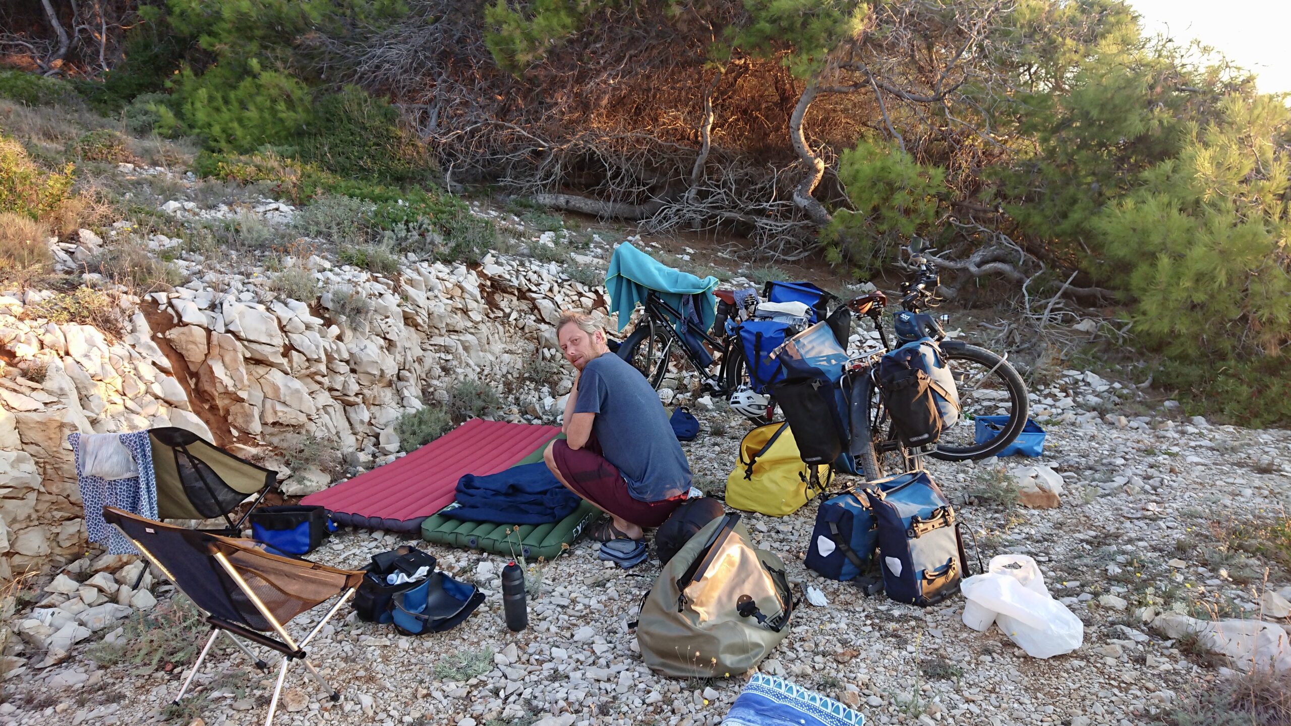 Setting up our camp for the night