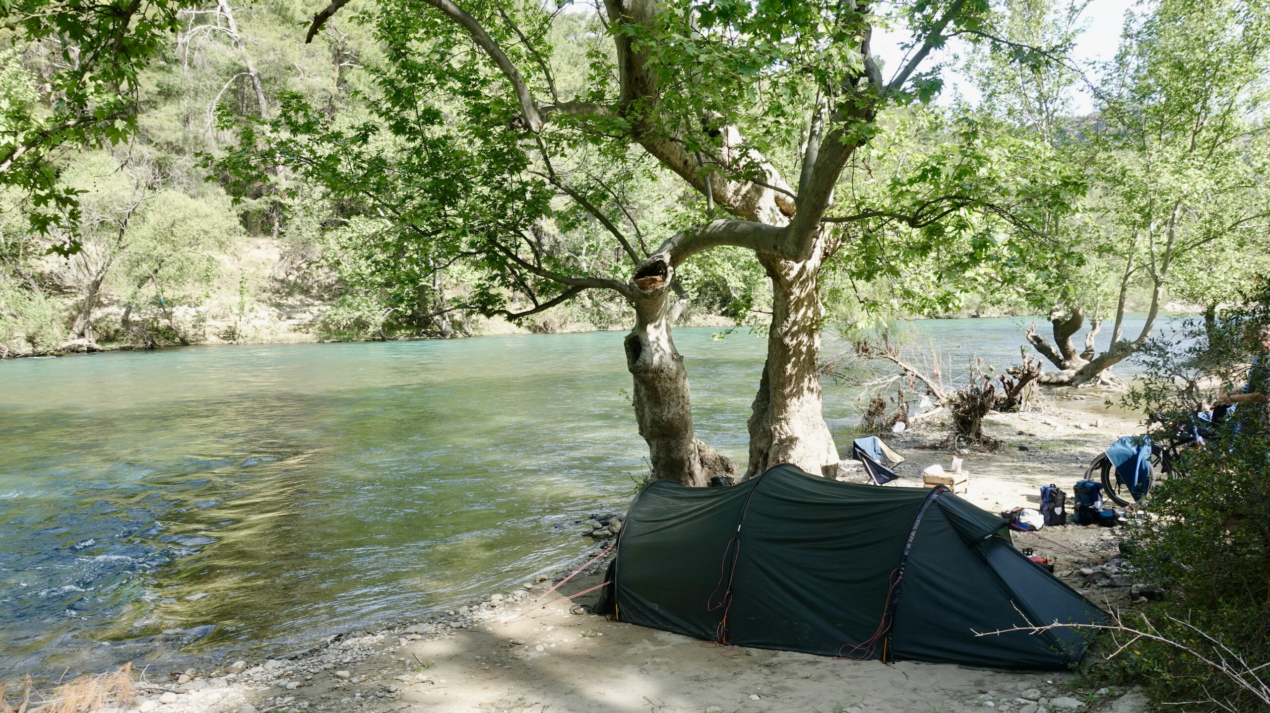 Campsite directly on the river