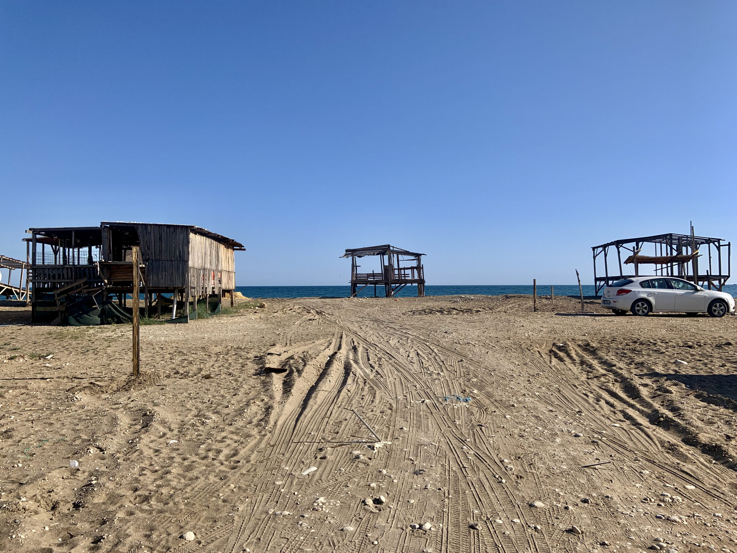 Informal settlement directly on the beach