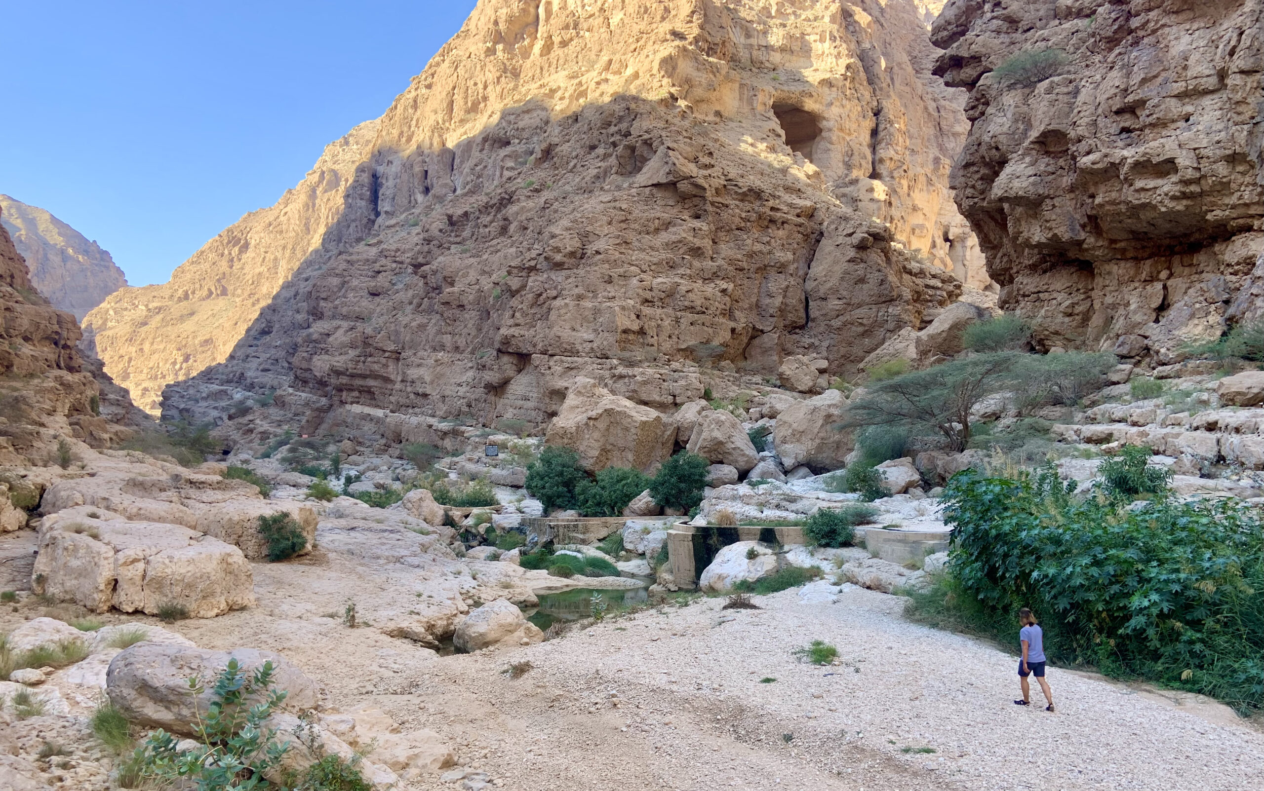 A hike through the wadi leads you to the pools