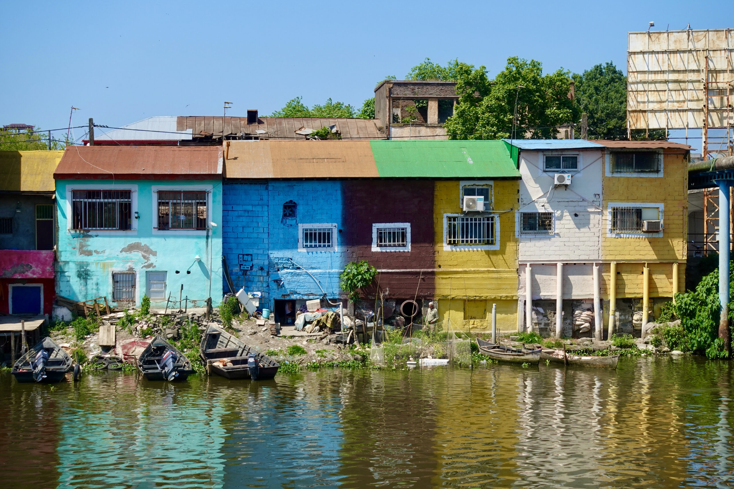 Colorful fishermen houses in Bandar Anzali