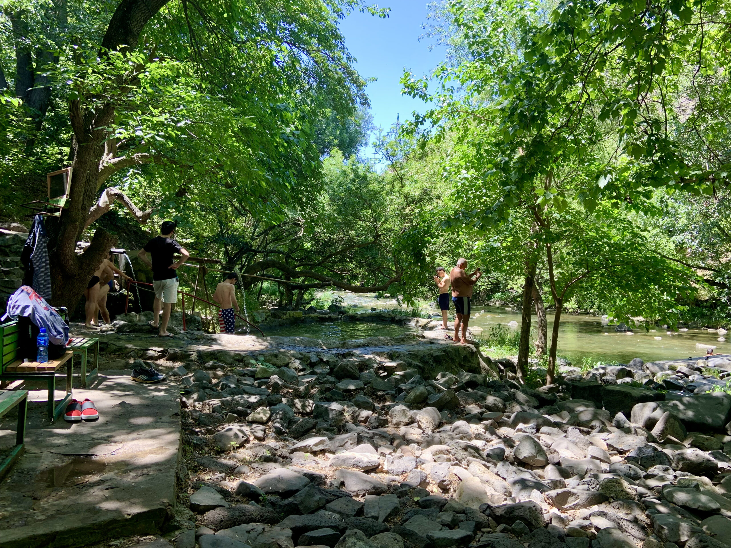 Especially older men seem to love the swimming pool by the river