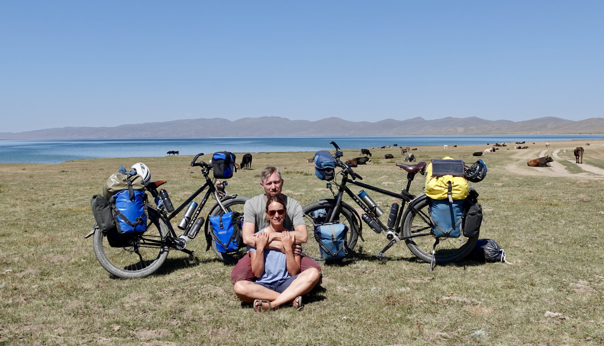 We enjoy cycling along the lakeshore