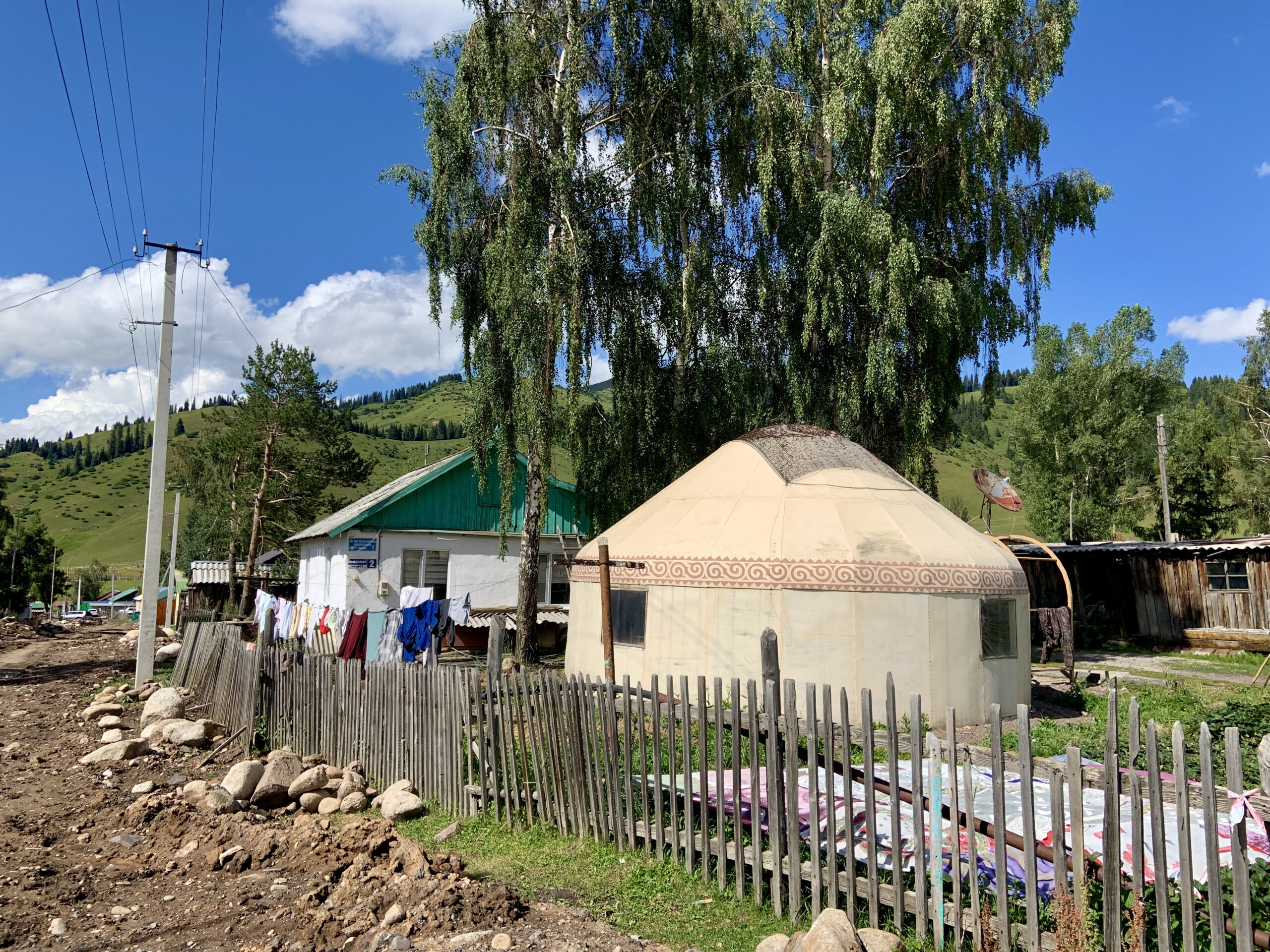 Many houses also have a yurt on their premises