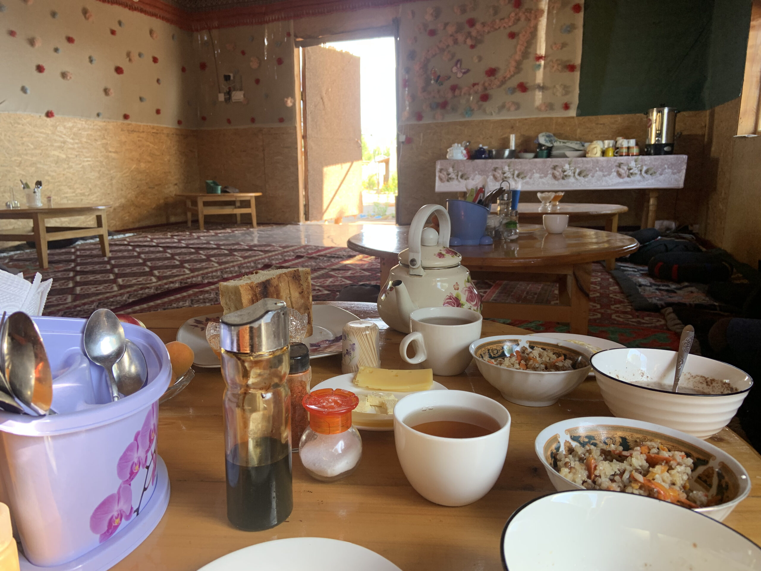 Breakfast at the yurt camp