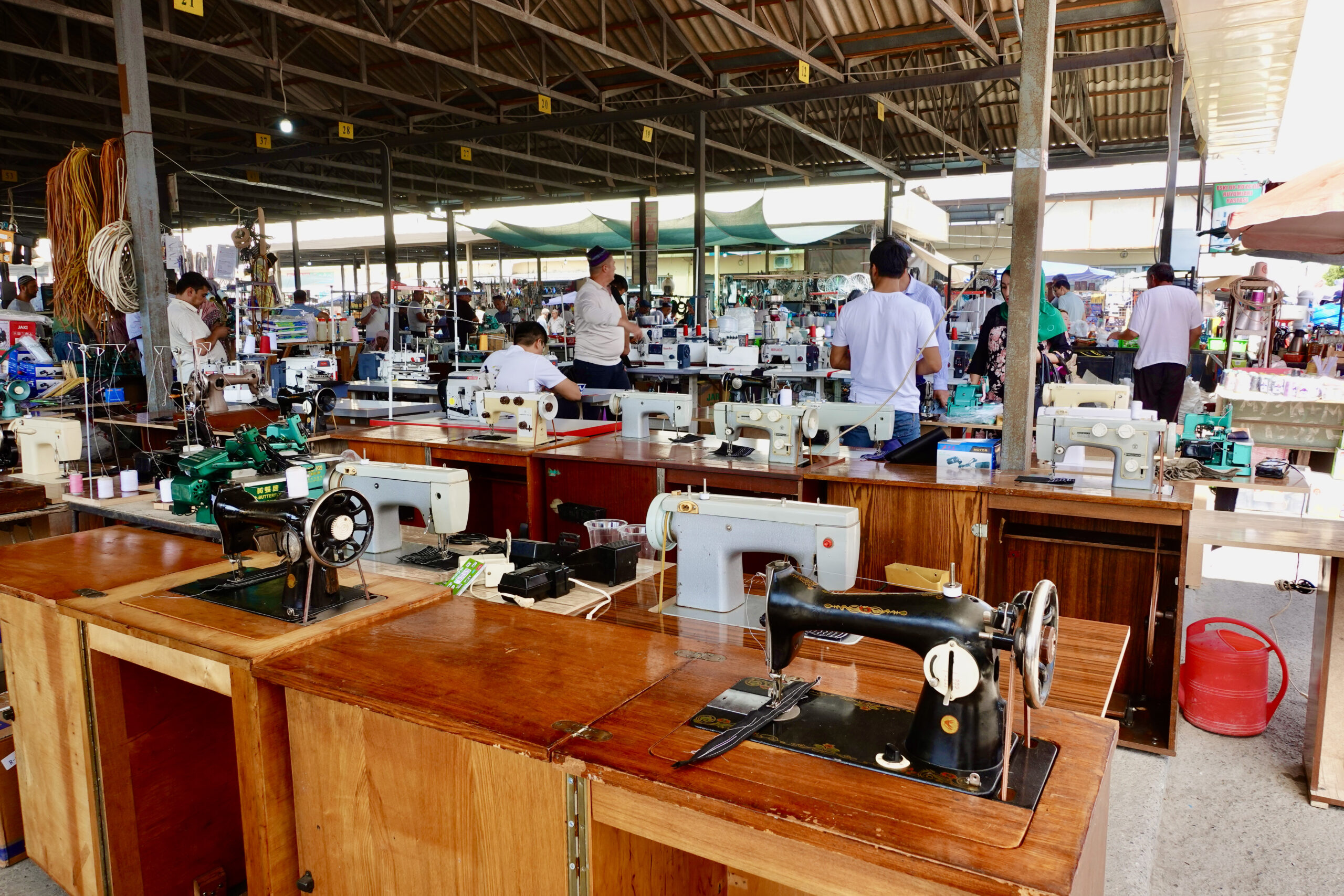 Sewing machine department at the market