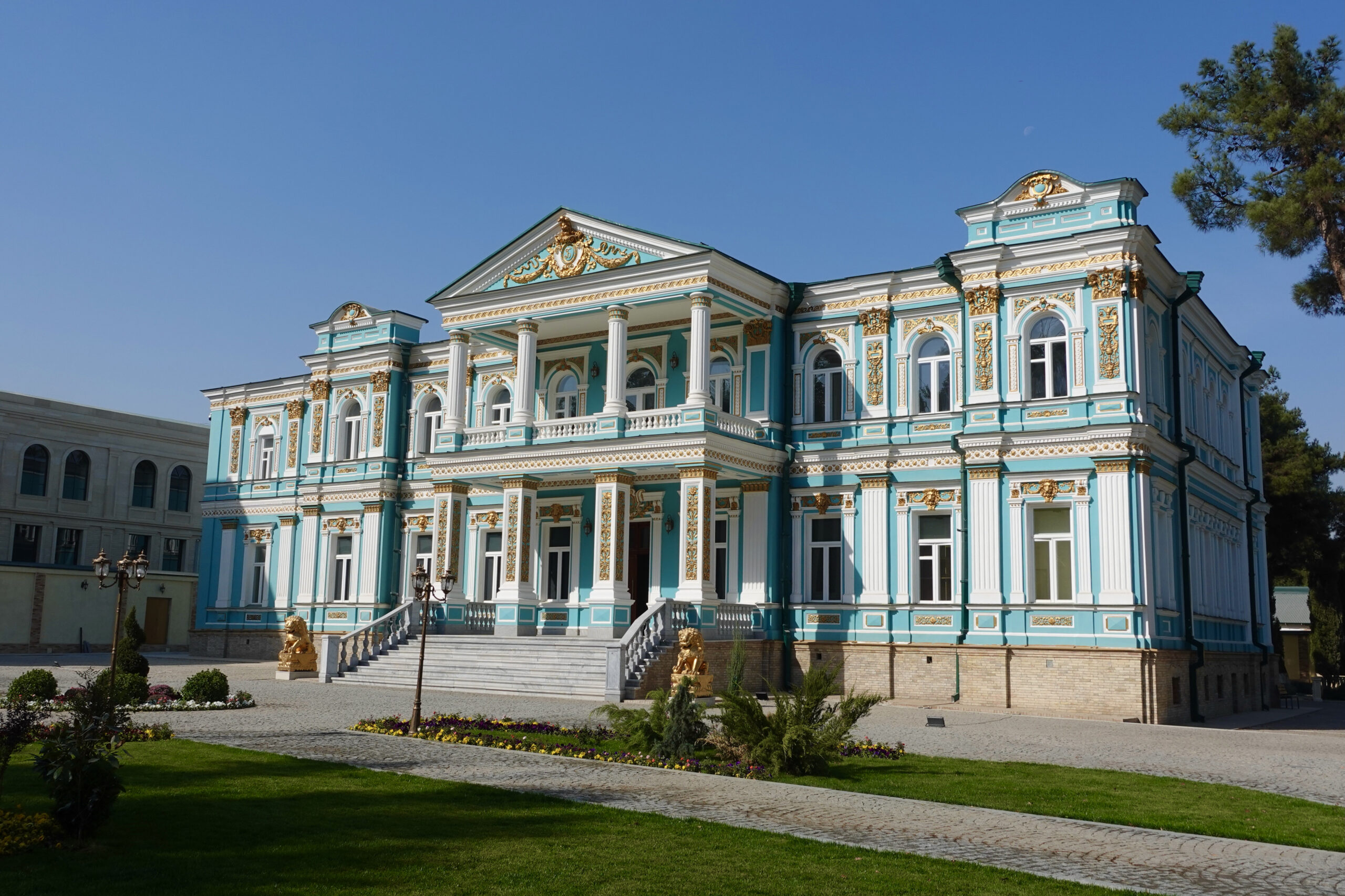 Pastel colored buildings characterize the Russian New Town