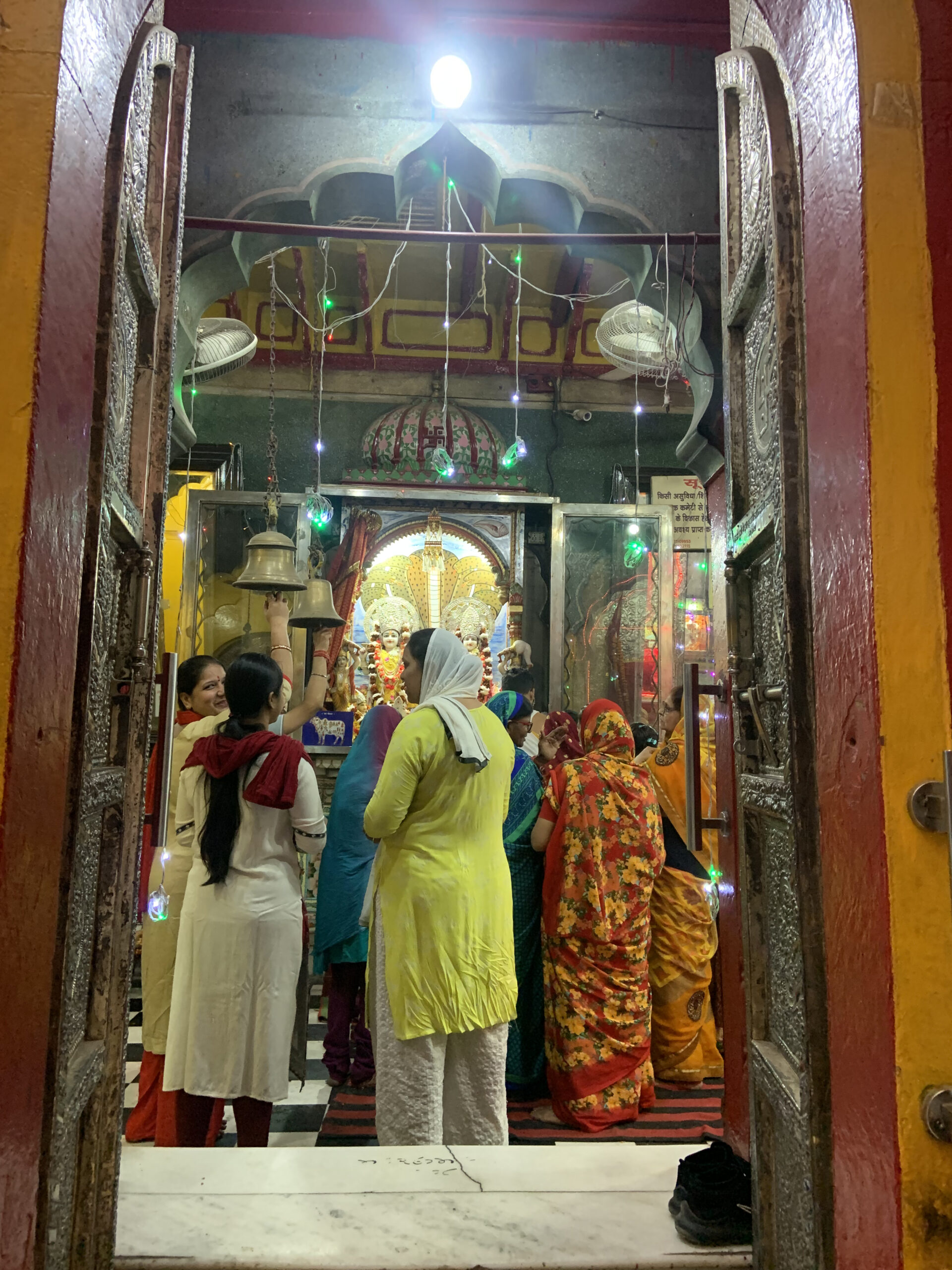 In this temple a puja (devotion) is taking place at the moment