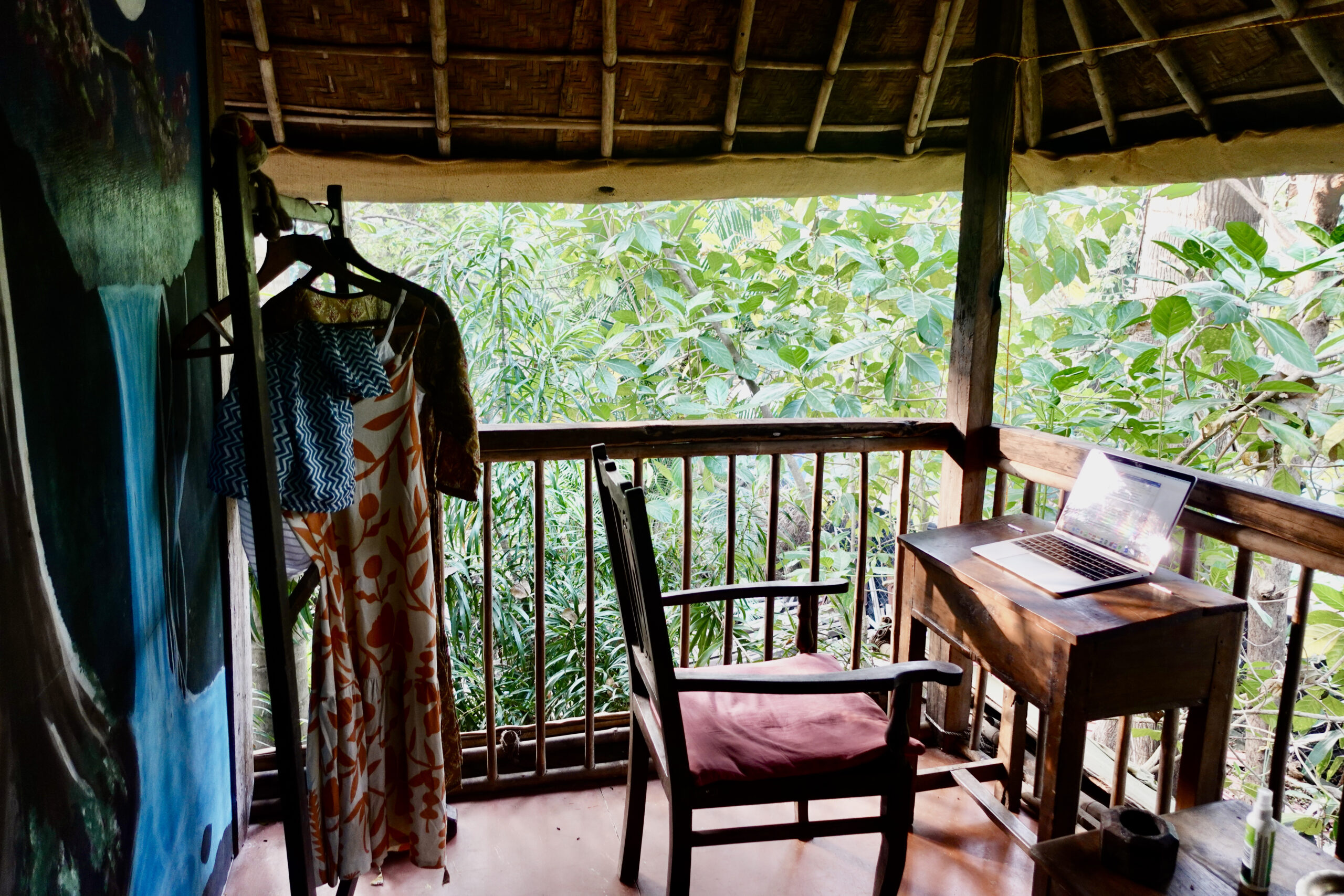 Workplace and "walk-in" closet in the jungle