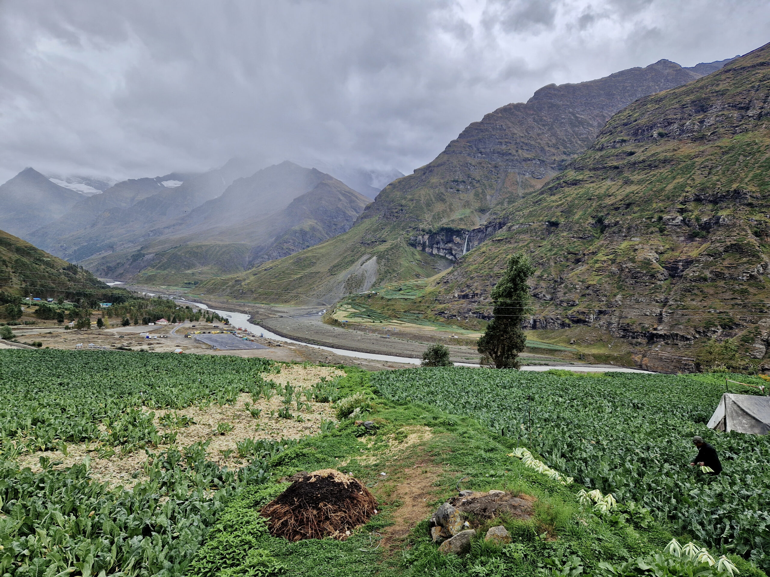 Shortly after Manali, green hills and rivers still characterize the route