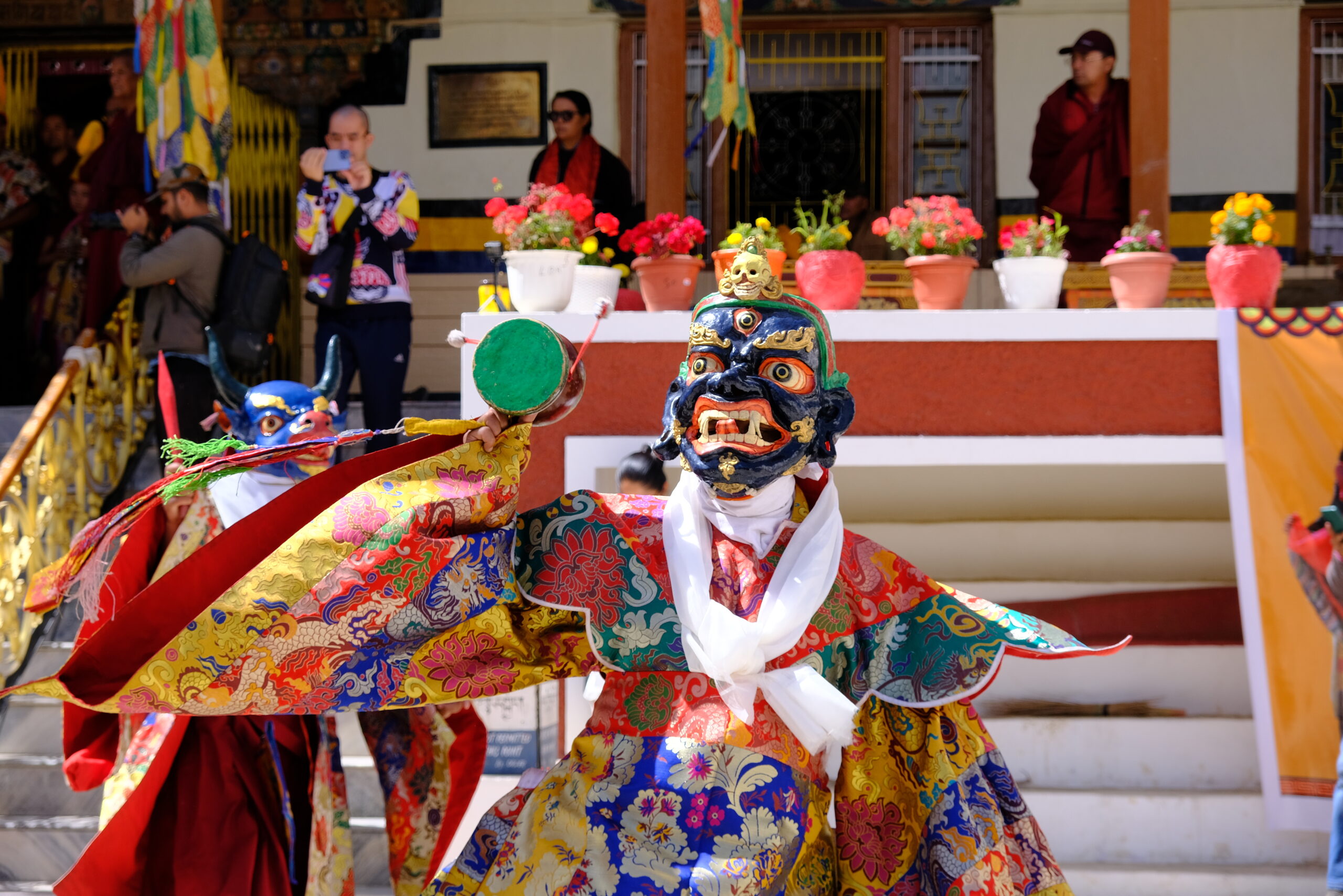 Cham dances are mask dances of ritual Tibetan music accompanied by singing