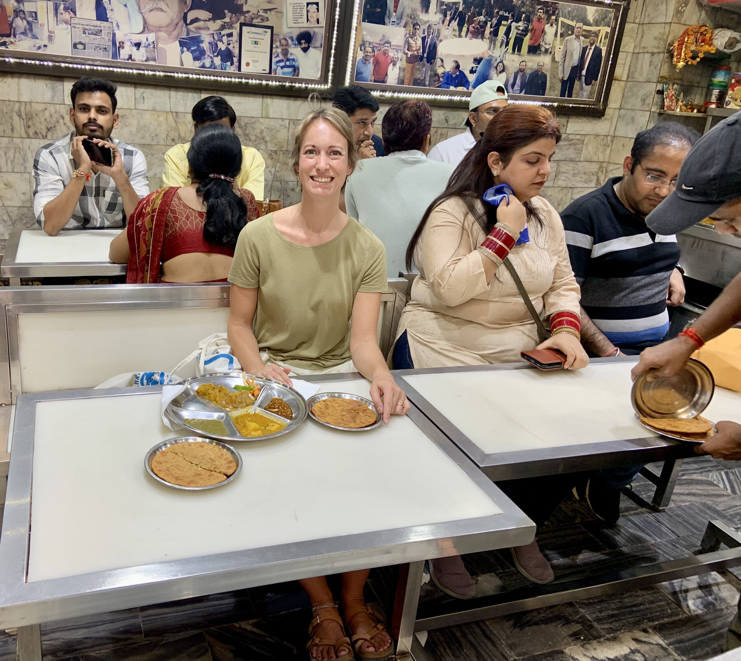 Back at our favorite Paratha Place in Delhi